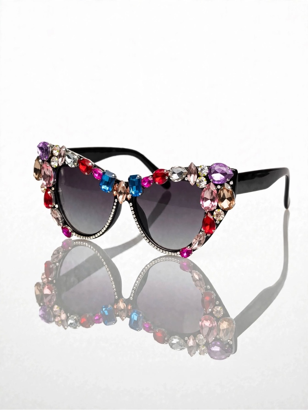 New Multicolor Gem Embellished Sunglasses